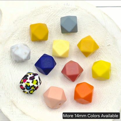 14mm Beige Hexagon Beads