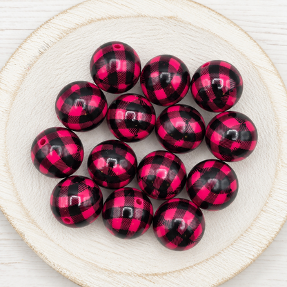 20mm Plaid Print Beads