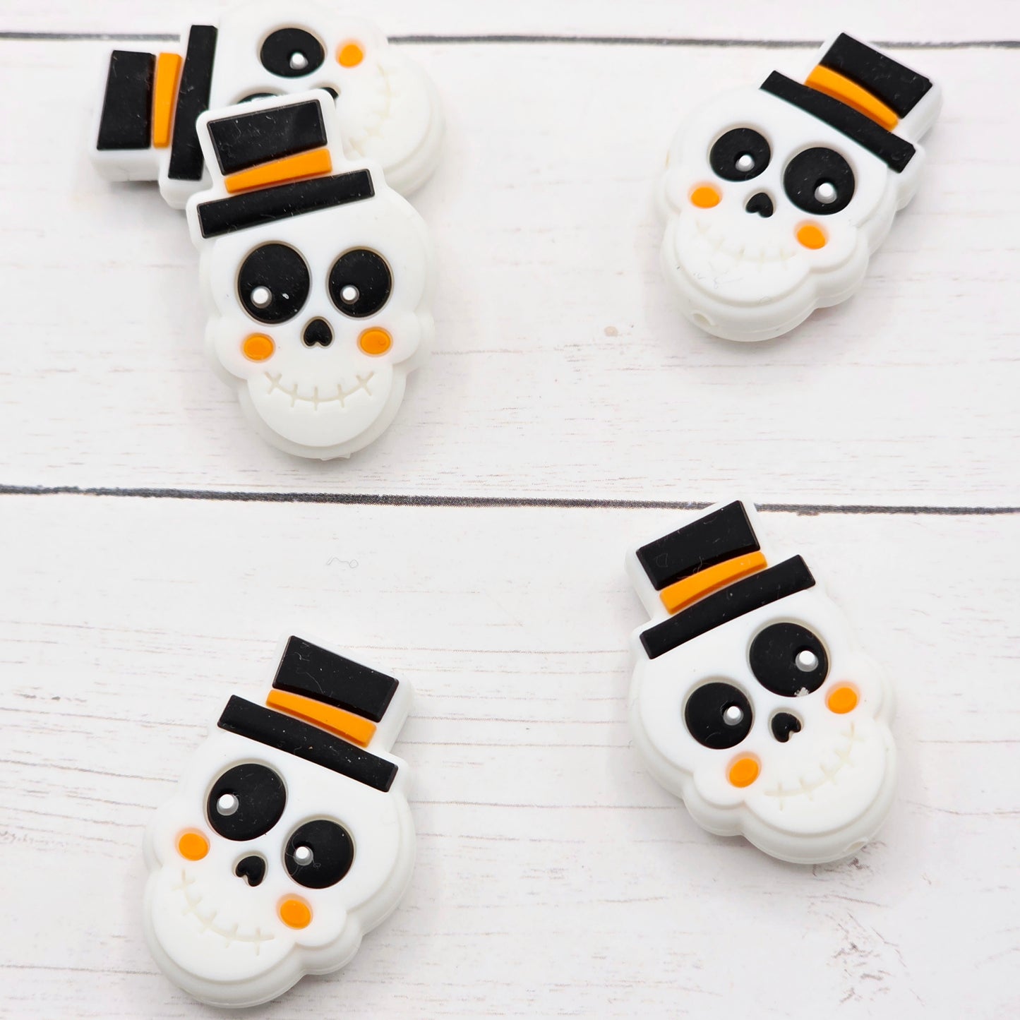 White Skeleton Head Focal Bead