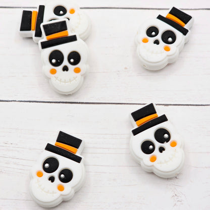 White Skeleton Head Focal Bead