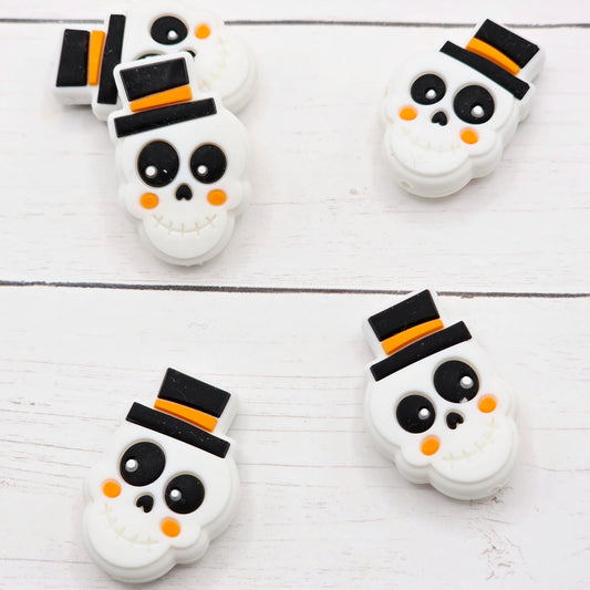 White Skeleton Head Focal Bead