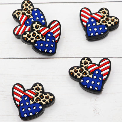 USA Hearts Focal Beads