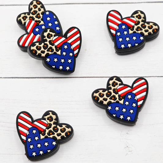 USA Hearts Focal Beads
