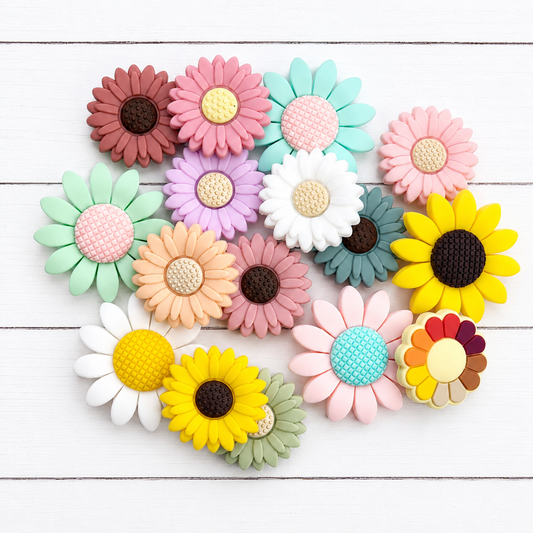 Large Flowers Silicone Focal Bead Mix