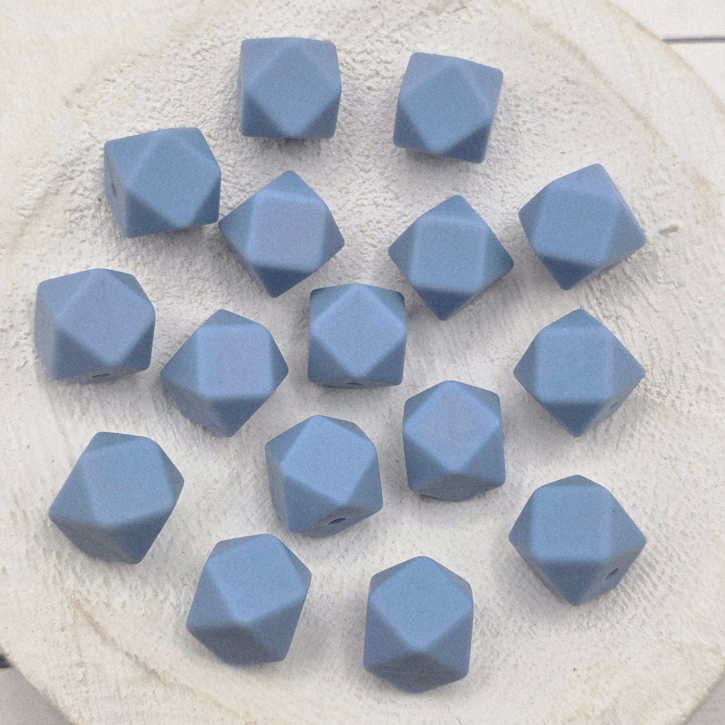 13mm Denim Hexagon Beads