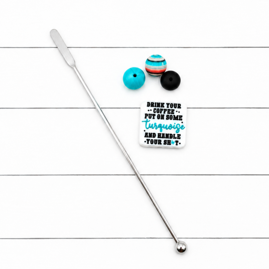 Turquoise & Coffee Vibes Stir Stick Kit