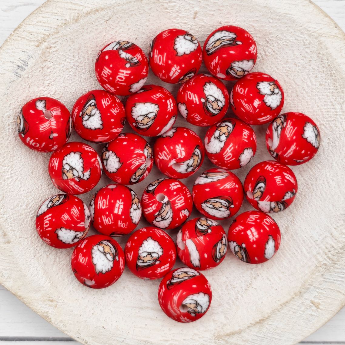 15mm Christmas Print Beads