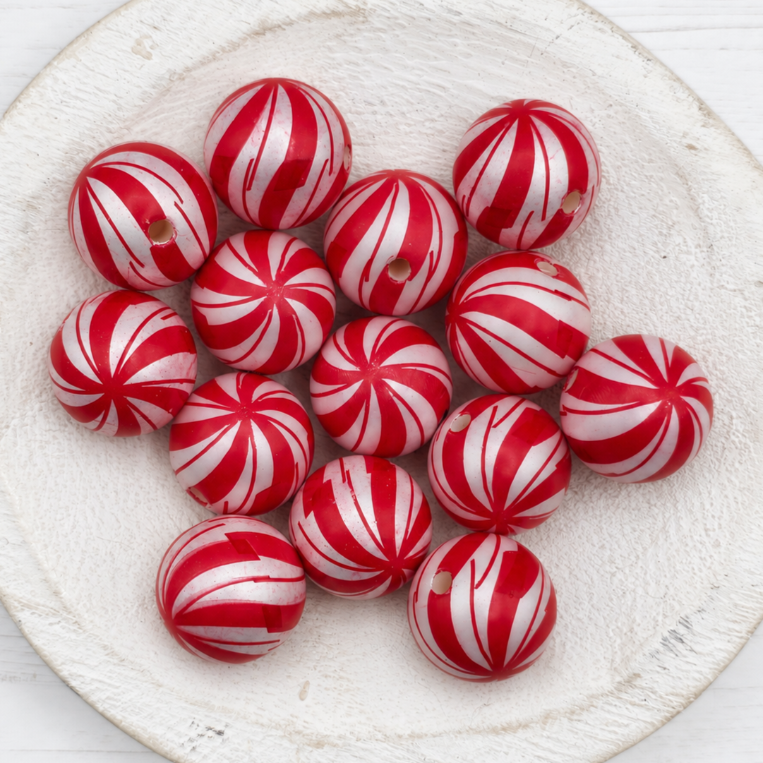 20mm Christmas Print Beads