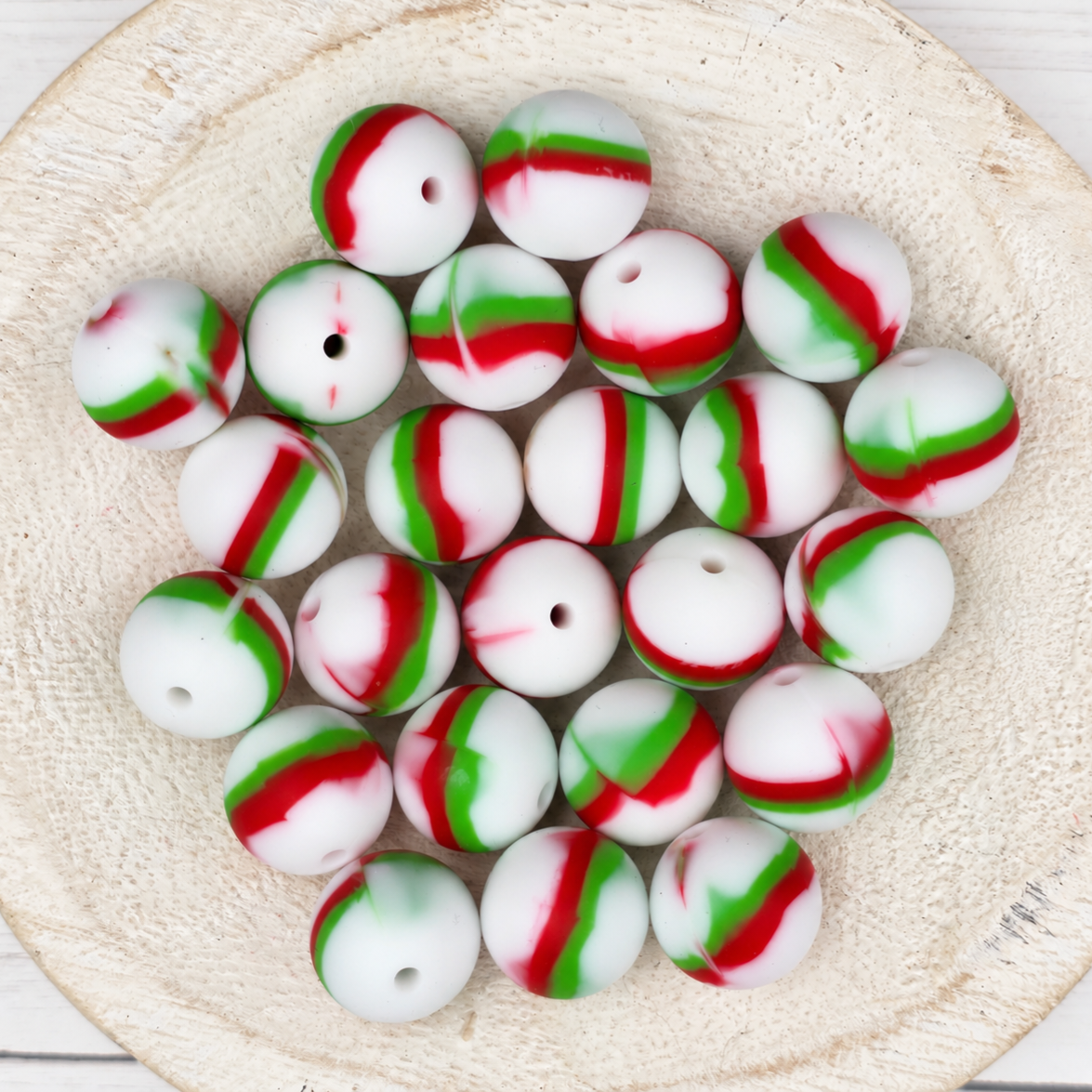 15mm Christmas Print Beads