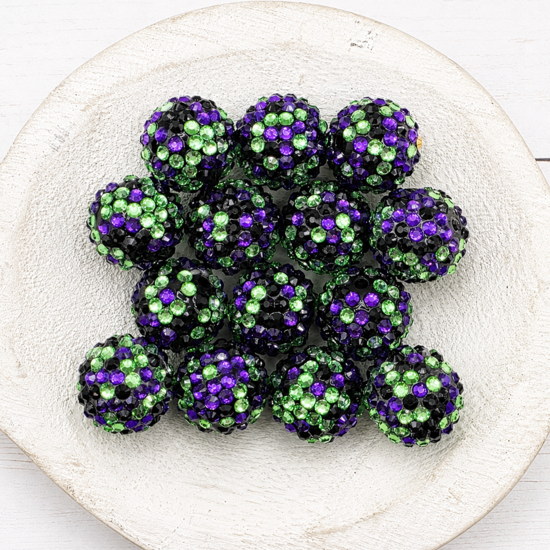20MM Purple Green Rhinestone Beads