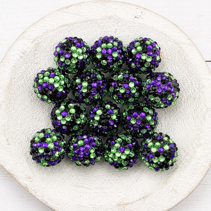 20MM Purple Green Rhinestone Beads