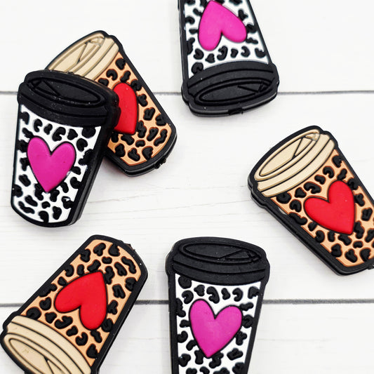 Heart Coffee Cup Focal Beads