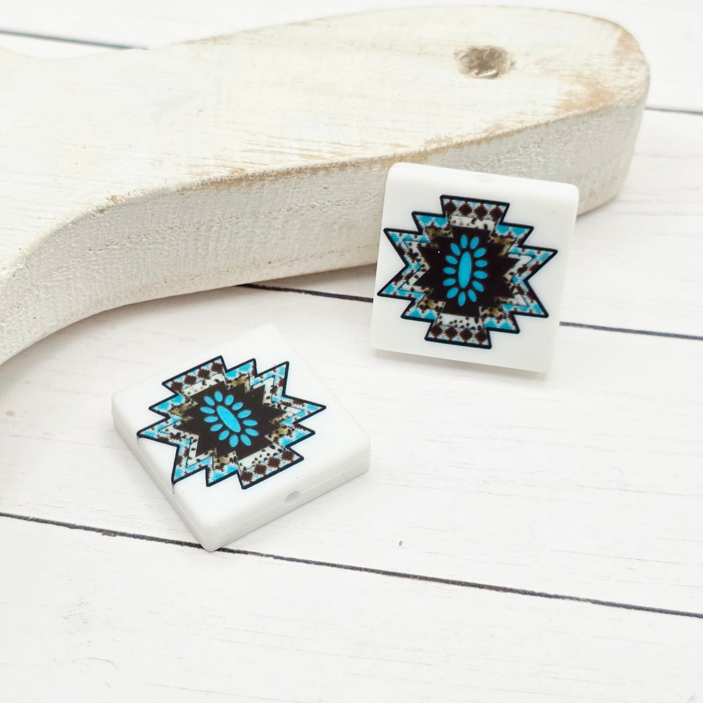 Blue Aztec Focal Beads