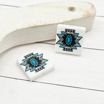 Blue Aztec Focal Beads