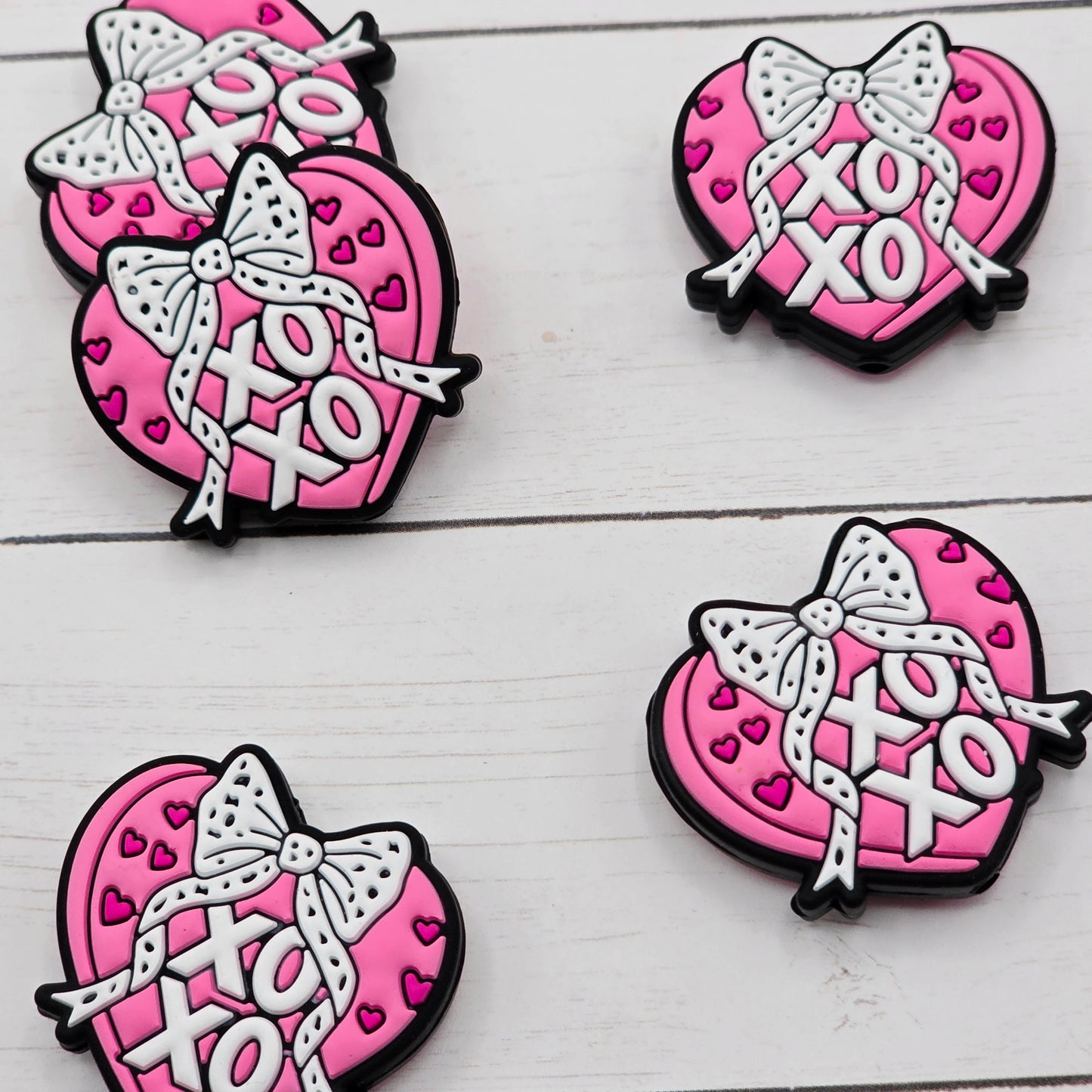 Heart XOXO Focal Beads