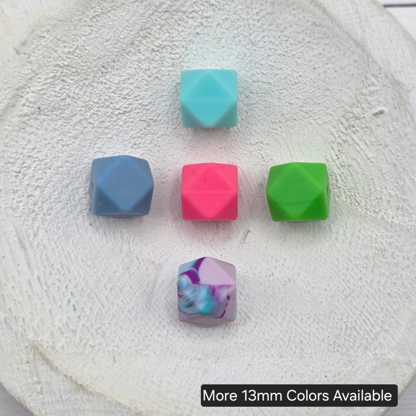 13mm Green Hexagon Beads