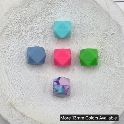 13mm Green Hexagon Beads