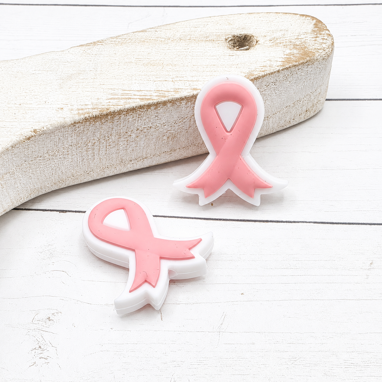 Light Pink Ribbon Focal Bead