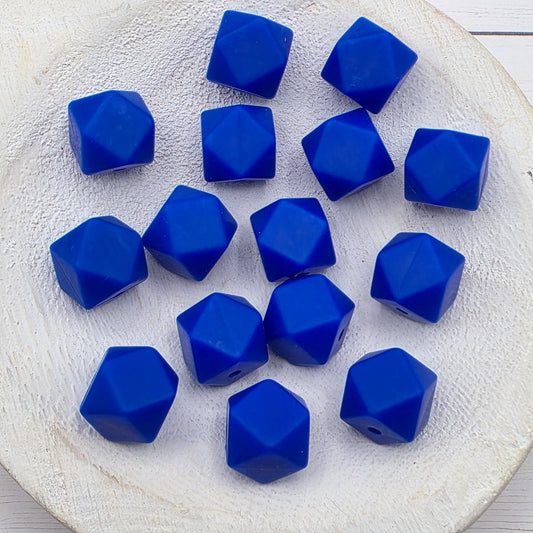 14mm Royal Blue Hexagon Beads