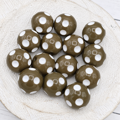 20MM Dark Olive Polka Dot Beads