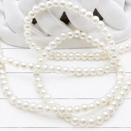 4mm Antique White Pearl Glass Beads