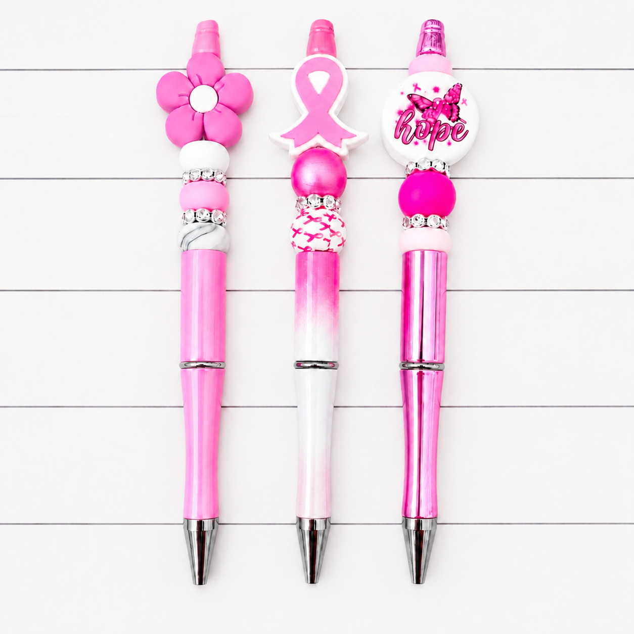 Pink Strong Beaded Pen Set of 3