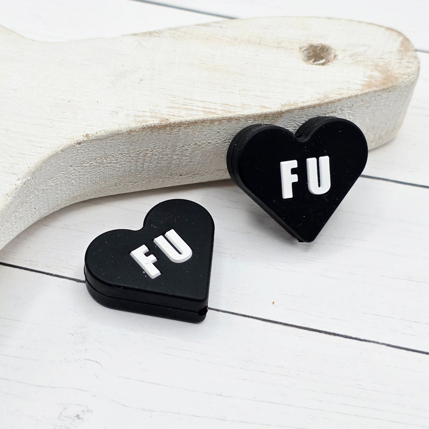 FU Black Heart Beads