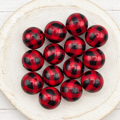 20mm Plaid Print Beads