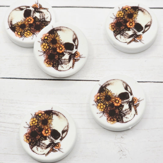 Skull With Flowers Focal Beads