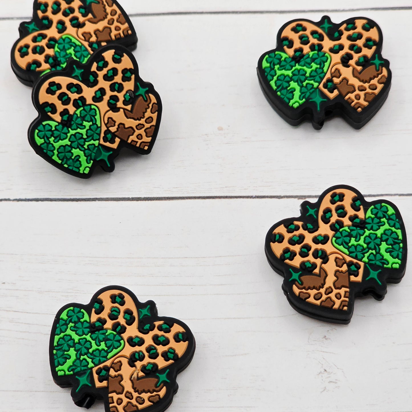 Heart Shamrock Focal Beads