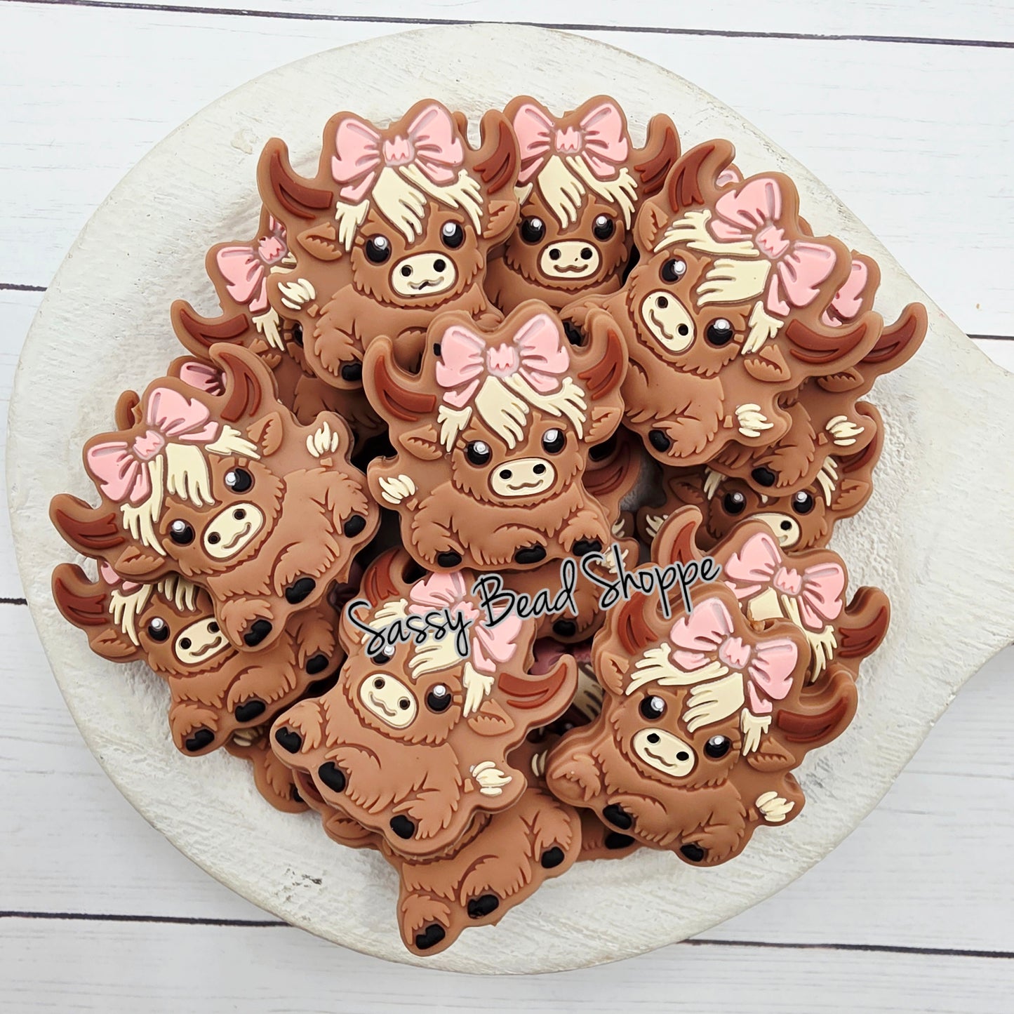 Highland Cow Pink Baby Silicone Beads