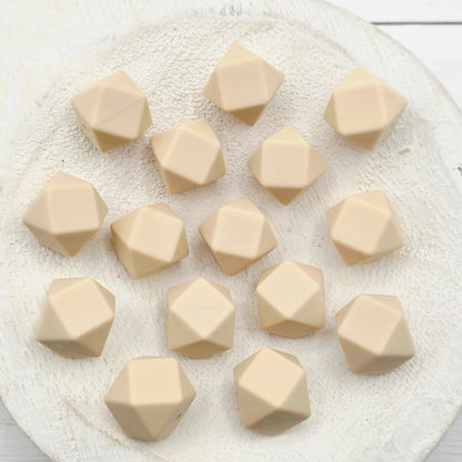 14mm Beige Hexagon Beads