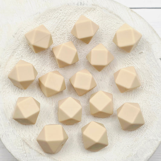 14mm Beige Hexagon Beads