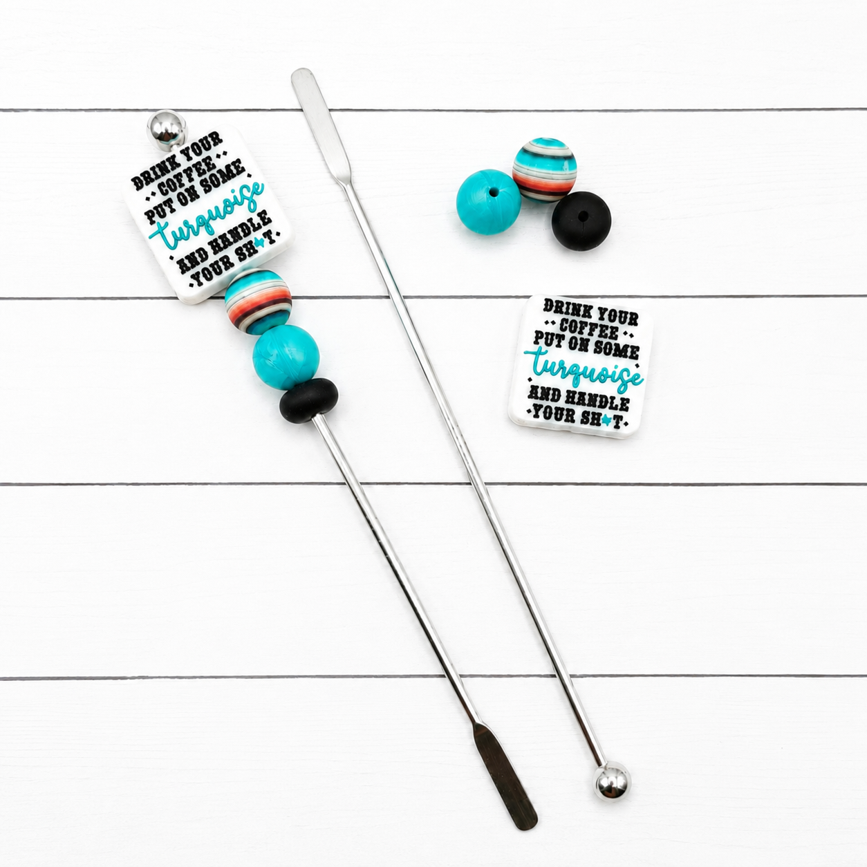 Turquoise & Coffee Vibes Stir Stick Kit