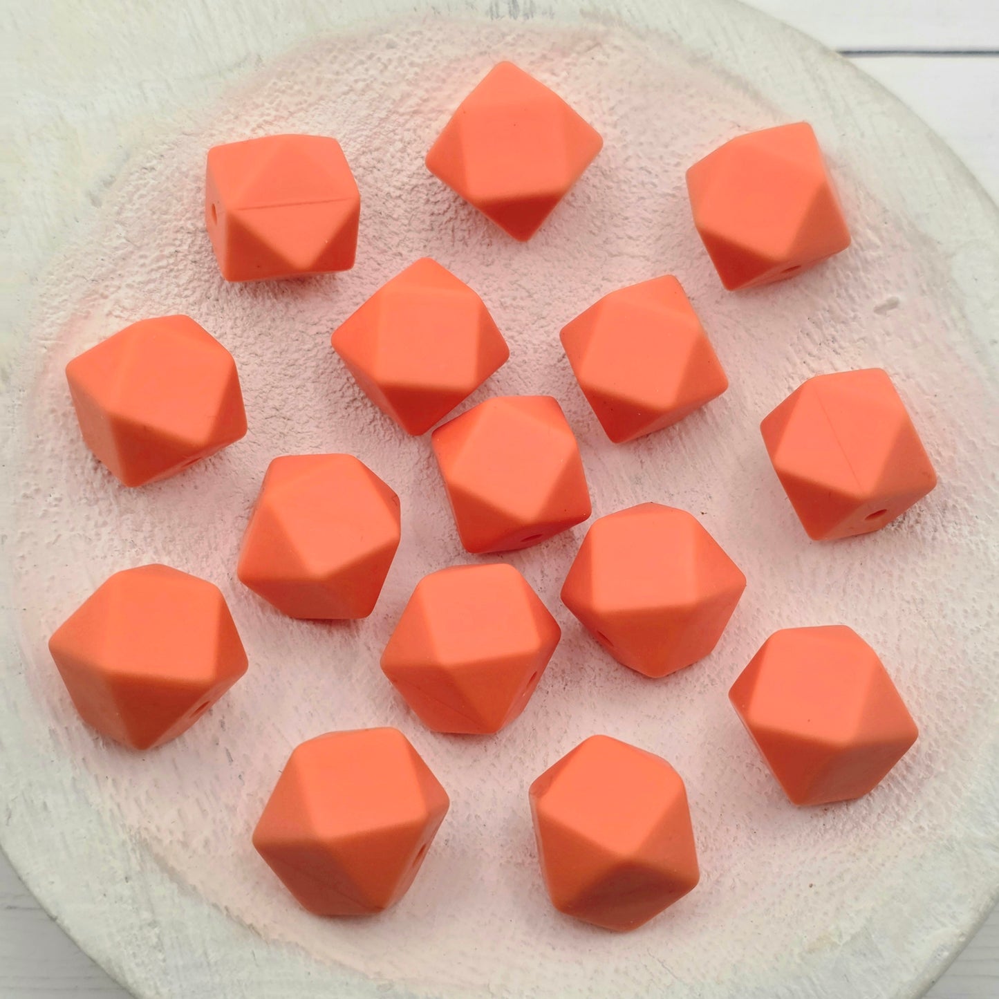 14mm Coral Hexagon Beads