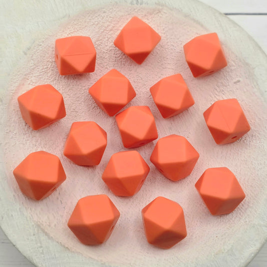 14mm Coral Hexagon Beads