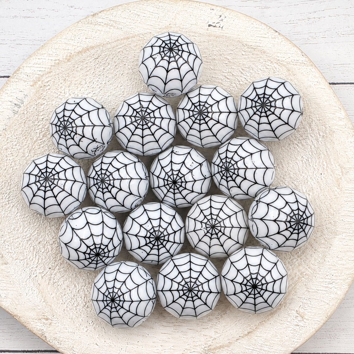 20MM White Spider Web Beads