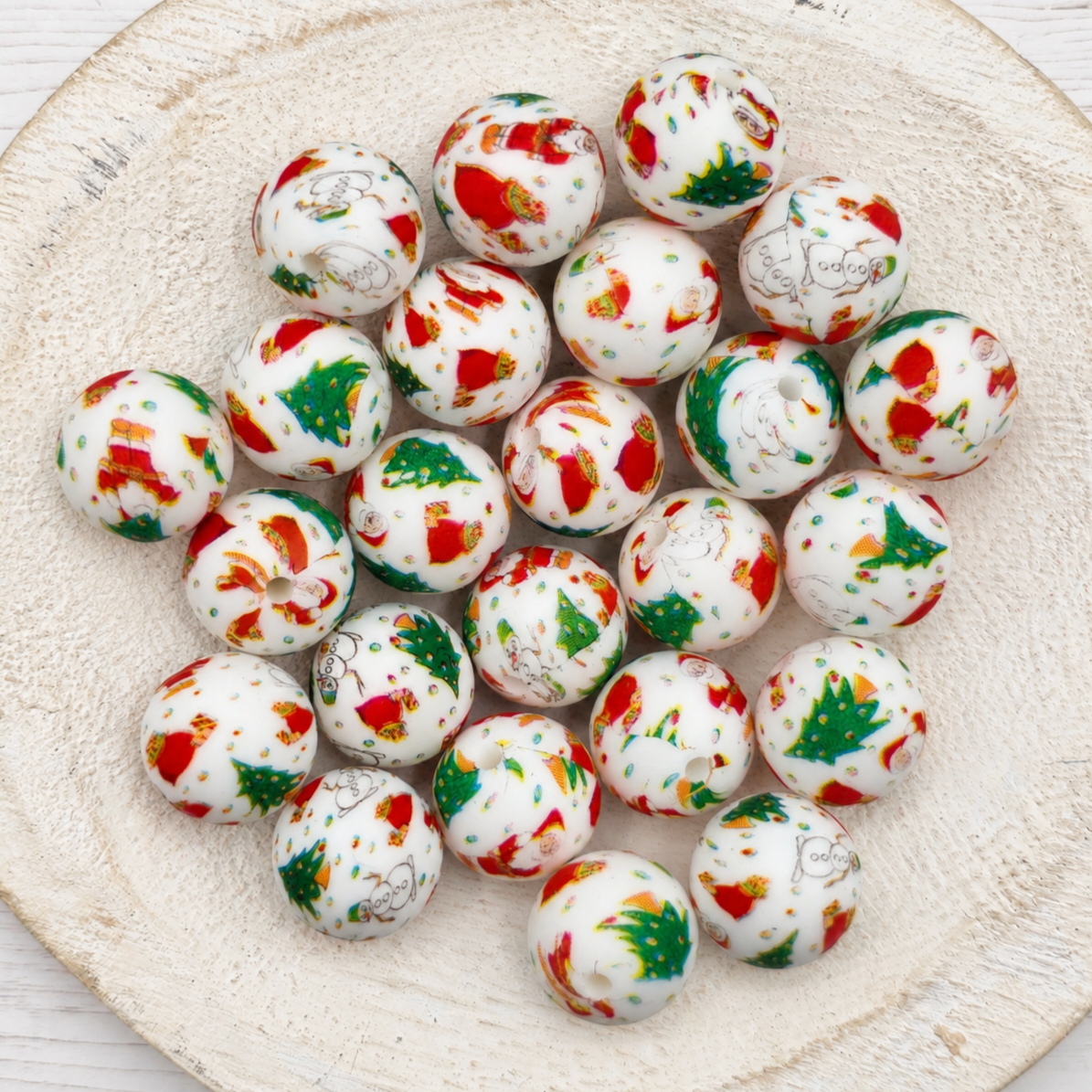 15mm Christmas Print Beads