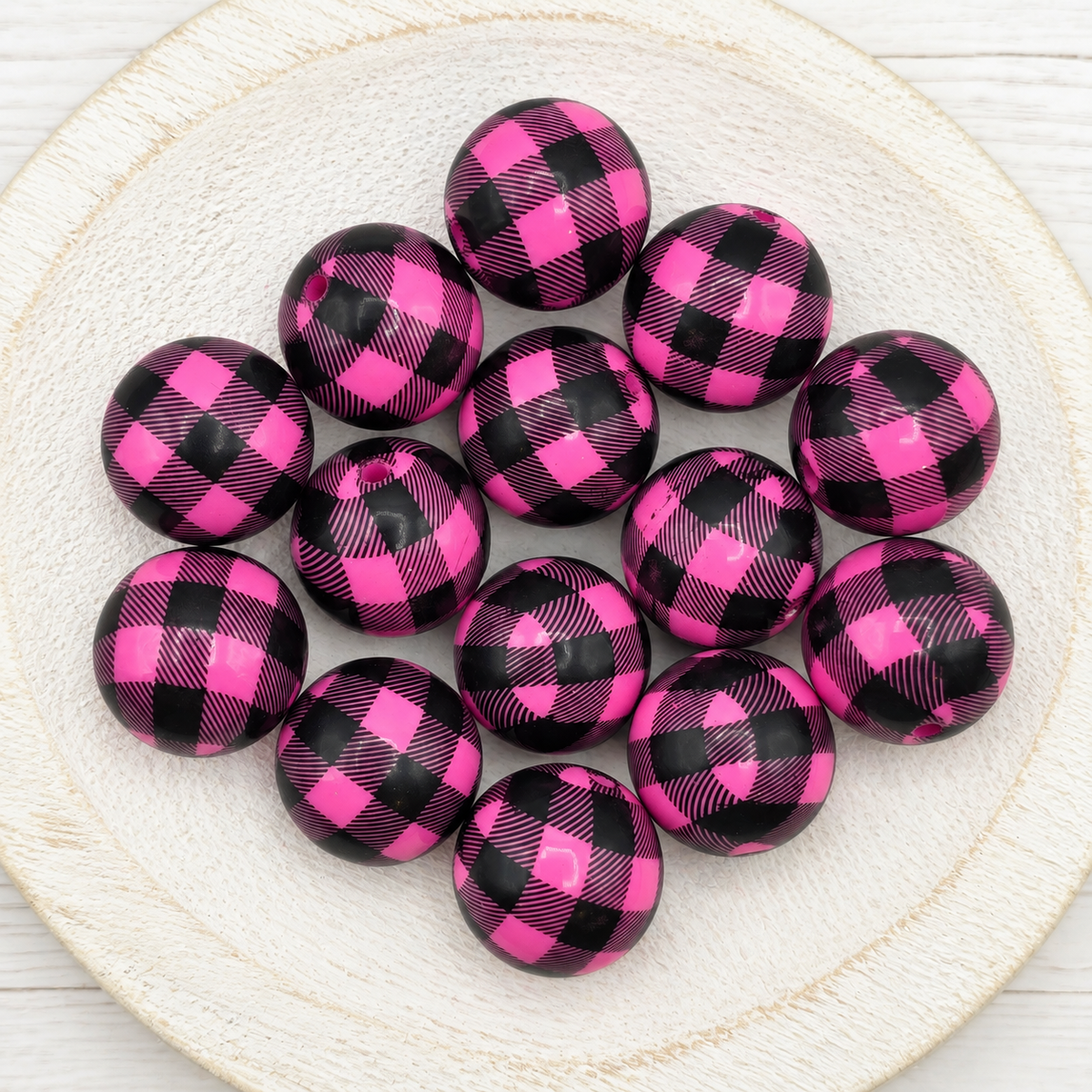 20mm Plaid Print Beads