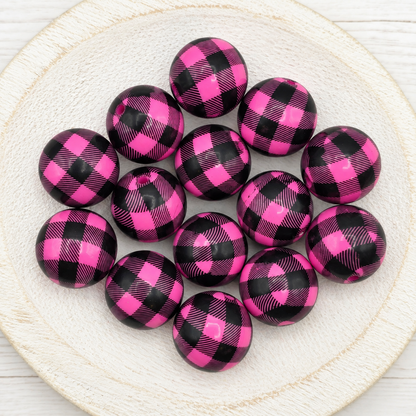 20mm Plaid Print Beads