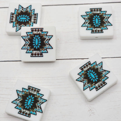 Blue Aztec Focal Beads