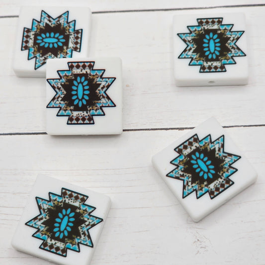Blue Aztec Focal Beads
