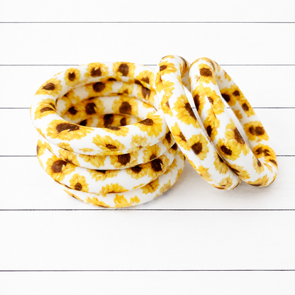 65mm Sunflower White Print Silicone Ring