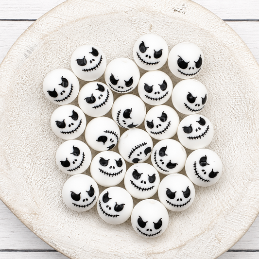 15mm Skeleton Face Beads