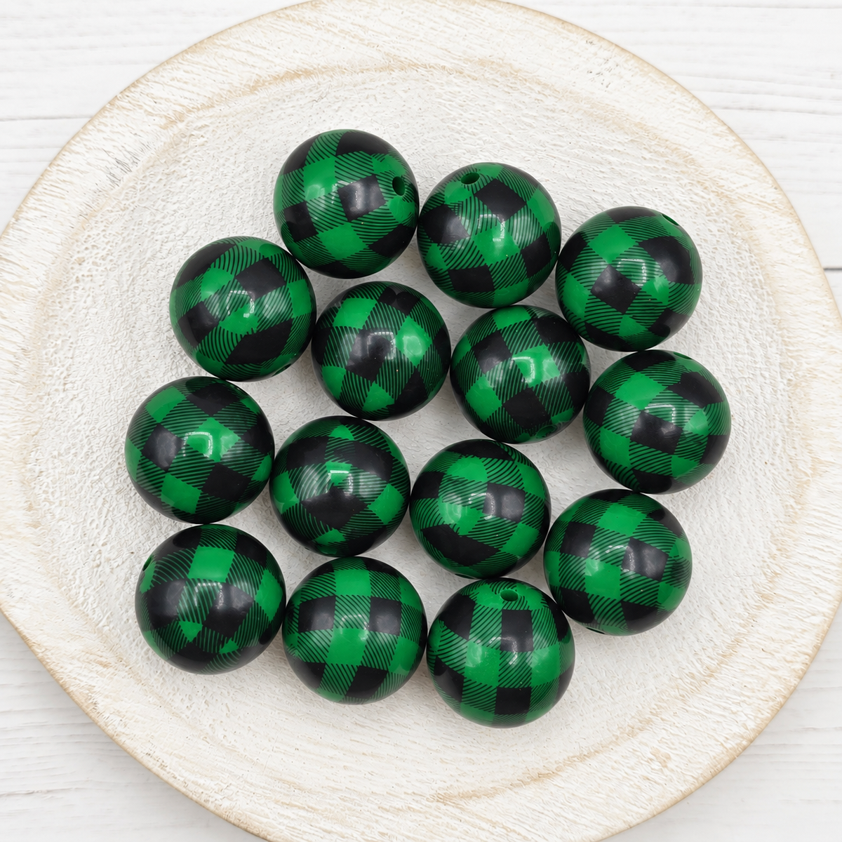 20mm Plaid Print Beads