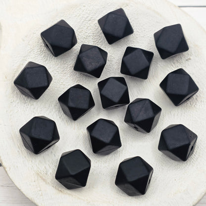 14mm Black Hexagon Beads