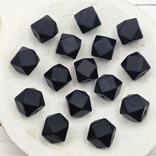 14mm Black Hexagon Beads