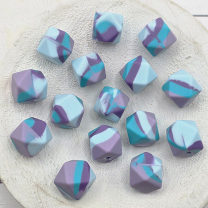 14mm Ocean Hexagon Beads