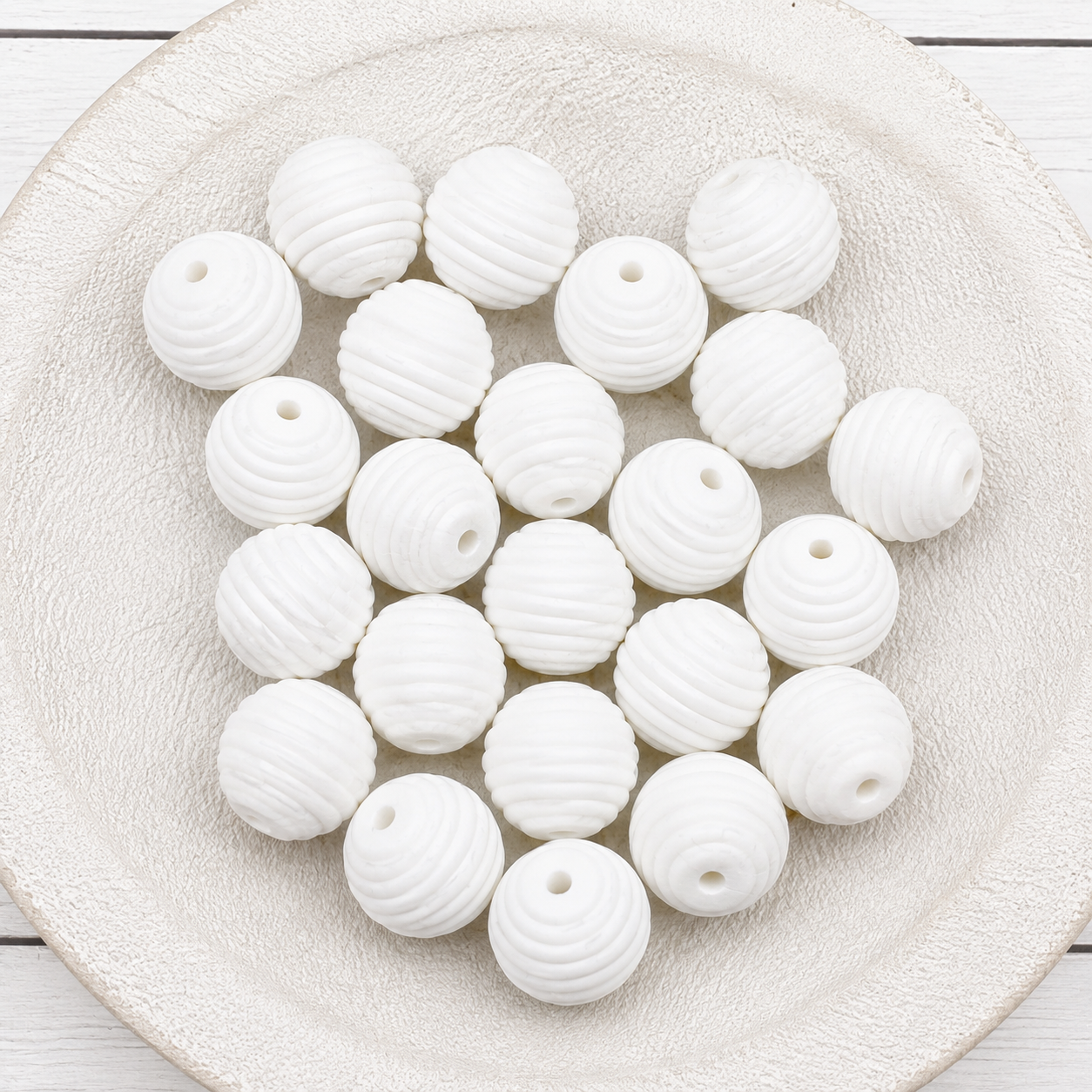 15mm White Stripe Beads