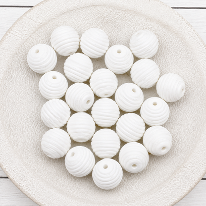 15mm White Stripe Beads
